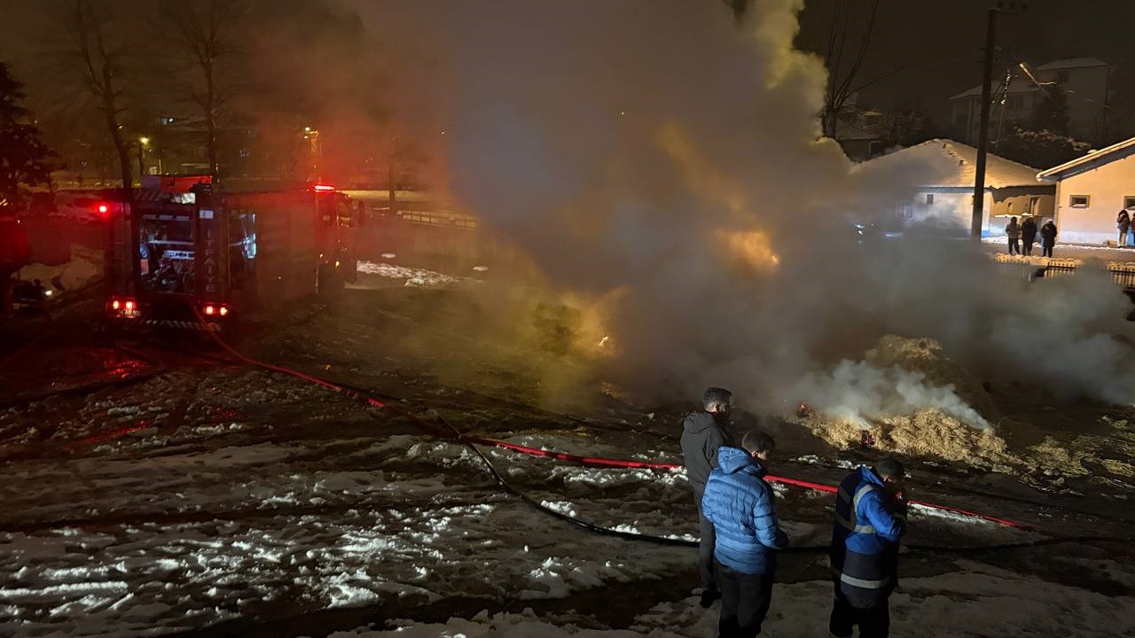 Saman yüklü kamyon alev aldı, uyuyan sürücü facianın eşiğinden döndü
