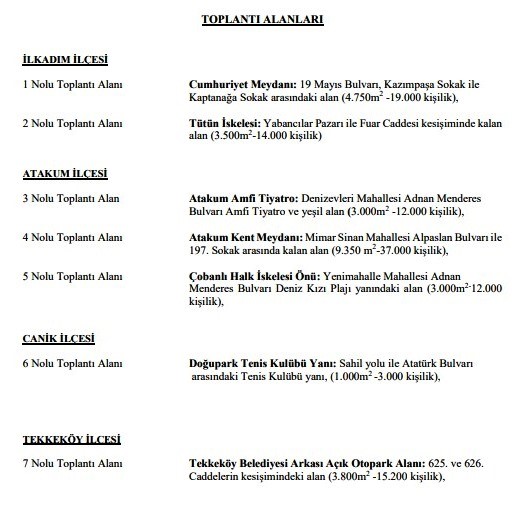 Samsun’da 2026’nın toplantı, gösteri ve yürüyüş alanları belirlendi
Samsun’da 2026’nın toplantı, gösteri ve yürüyüş alanları belirlendi