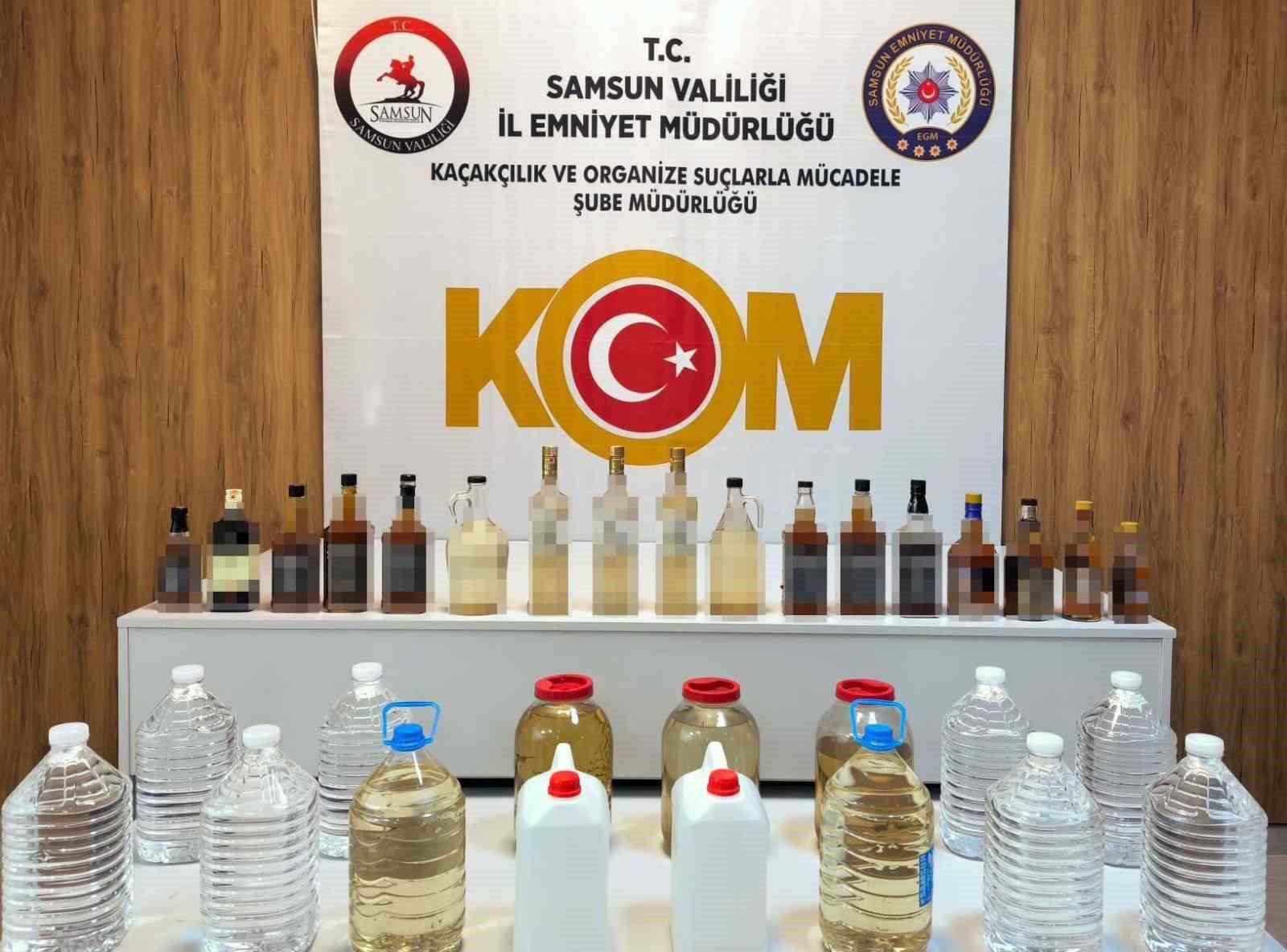 Samsun’da 90 litre sahte içki ve eti alkol ele geçirildi
