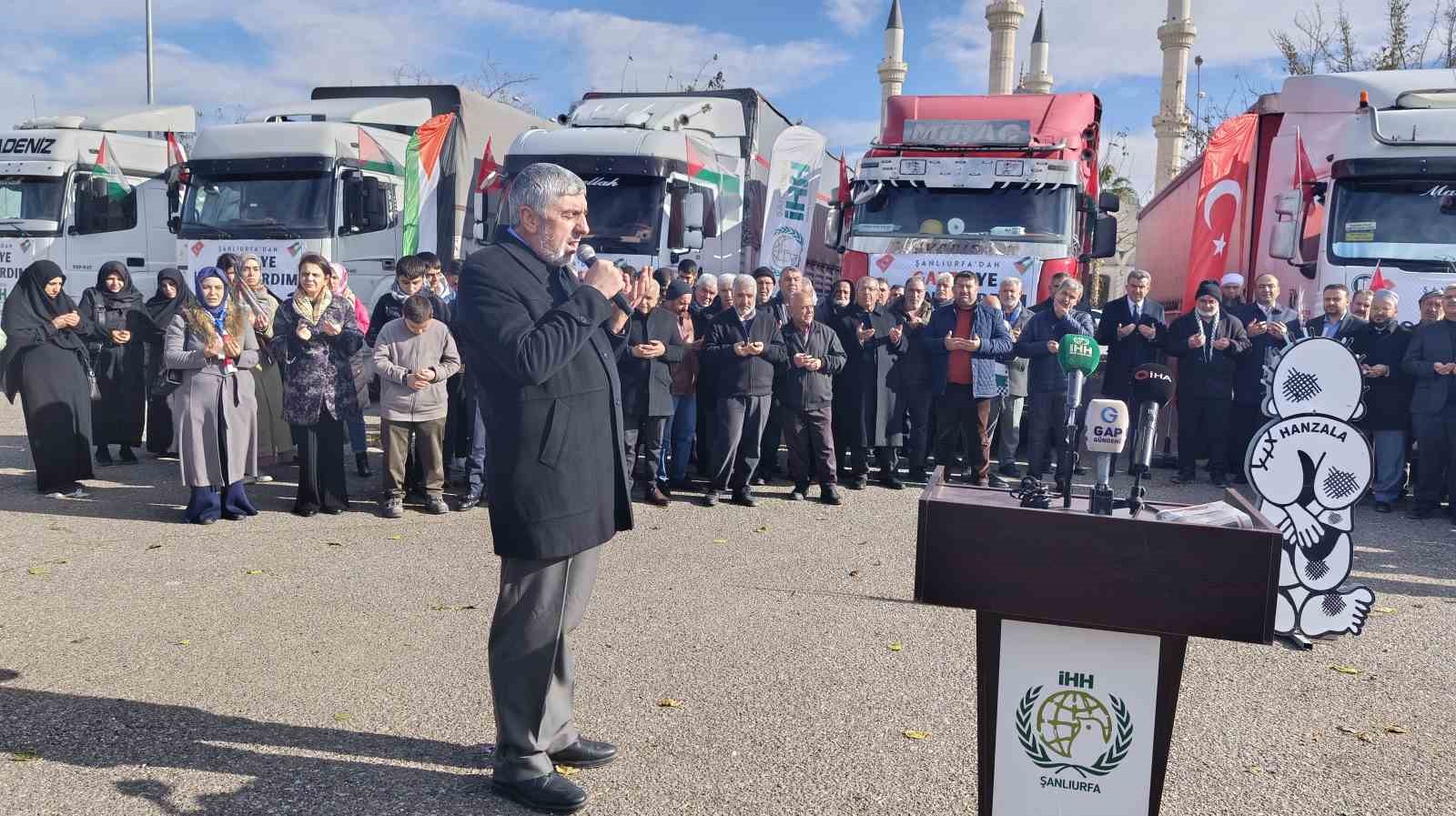 Şanlıurfa’dan Gazze’ye 6 tır insani yardım malzemesi gönderildi
