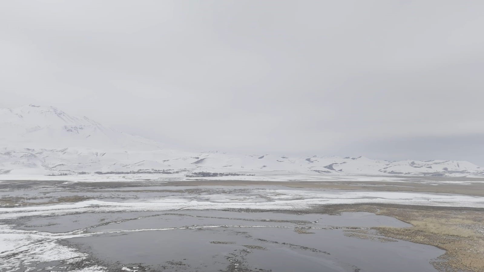 Sarısu sazlıkları ile Süphan Dağı’nın karlı zirvesi göz kamaştırıyor
