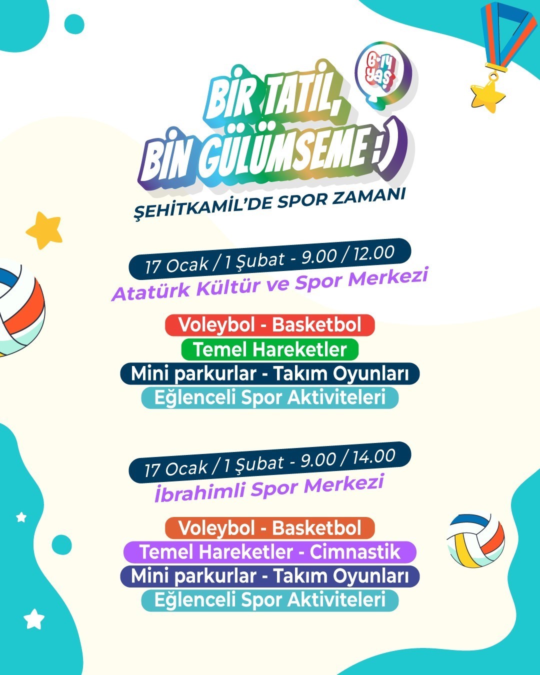 Şehitkamil’de yarıyıl tatili spor şenliğiyle renklenecek
Şehitkamil’de yarıyıl tatili spor şenliğiyle renklenecek