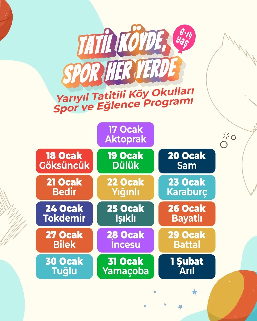 Şehitkamil’de yarıyıl tatili spor şenliğiyle renklenecek
Şehitkamil’de yarıyıl tatili spor şenliğiyle renklenecek