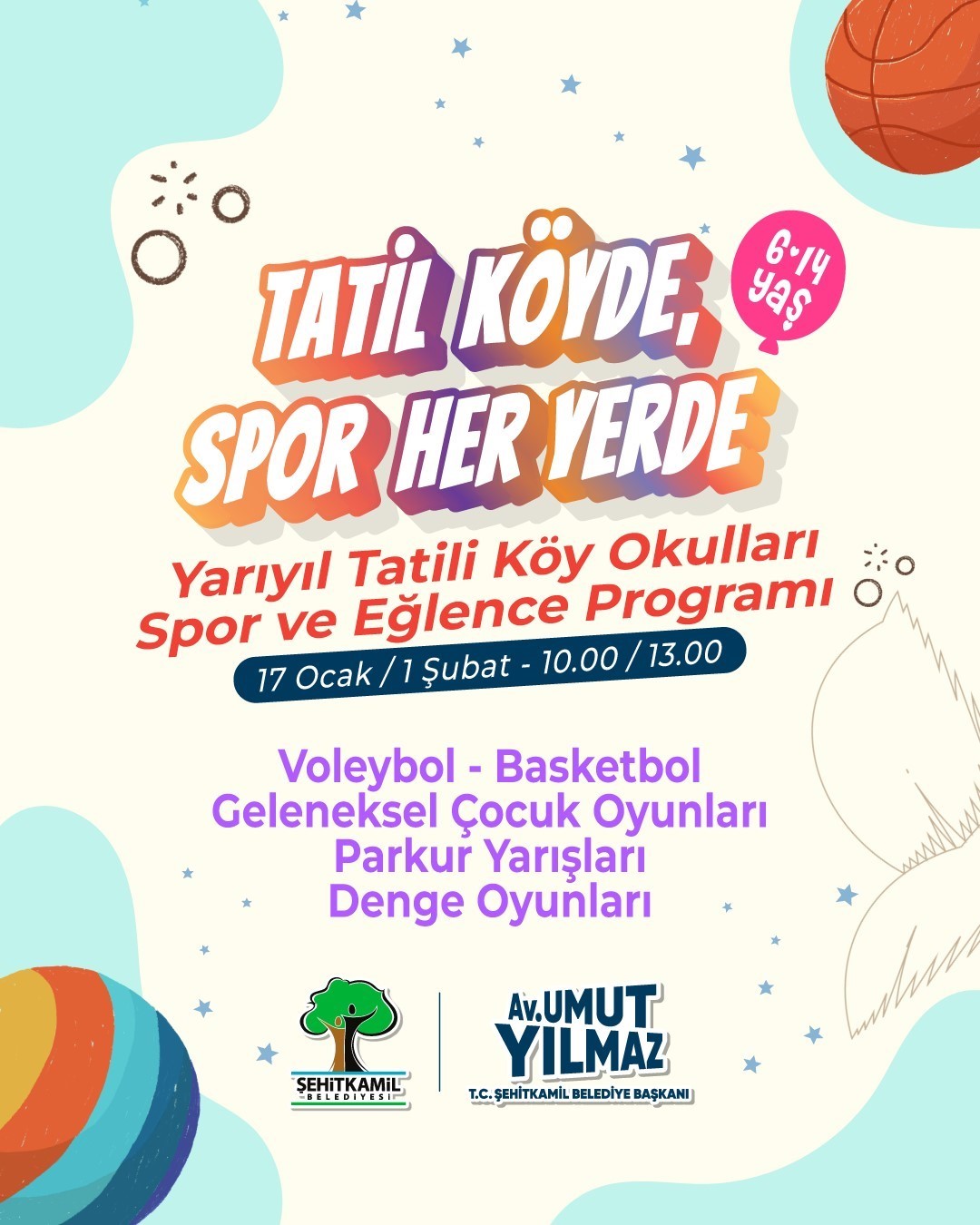 Şehitkamil’de yarıyıl tatili spor şenliğiyle renklenecek
Şehitkamil’de yarıyıl tatili spor şenliğiyle renklenecek