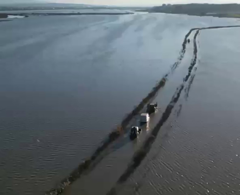 Sel sularında araçta mahsur kalan sürücü ekiplerce kurtarıldı
