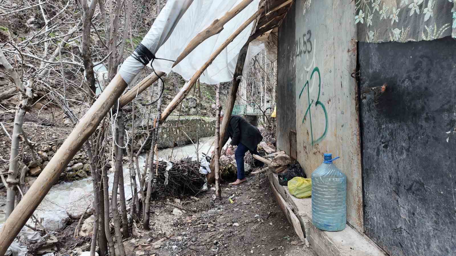 Sel sularından korunmak için odun ve çalılarla önlem aldı
