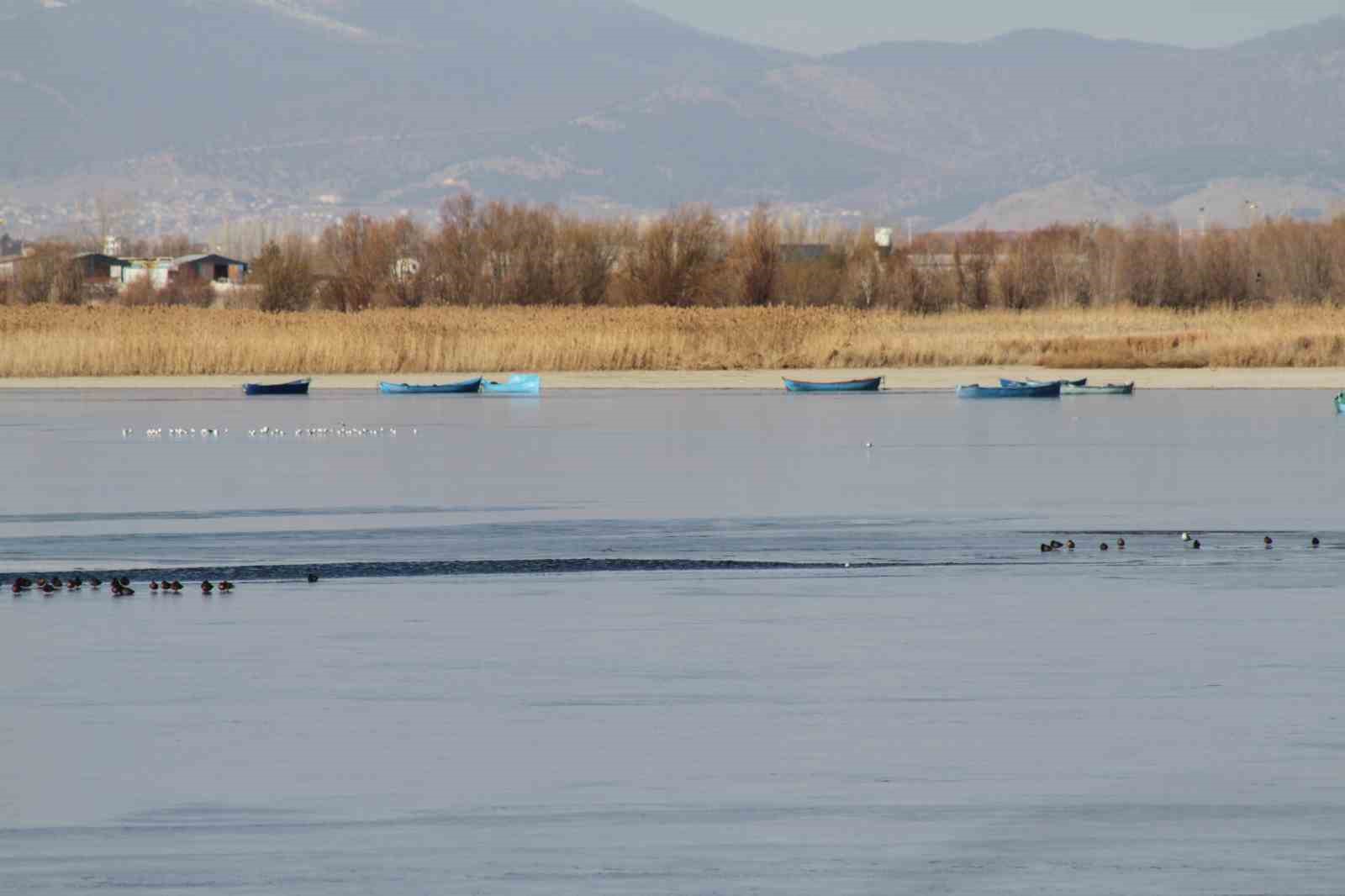 Şiddetli soğuklar Beyşehir Gölü kıyılarının buz tutmasına yol açtı

