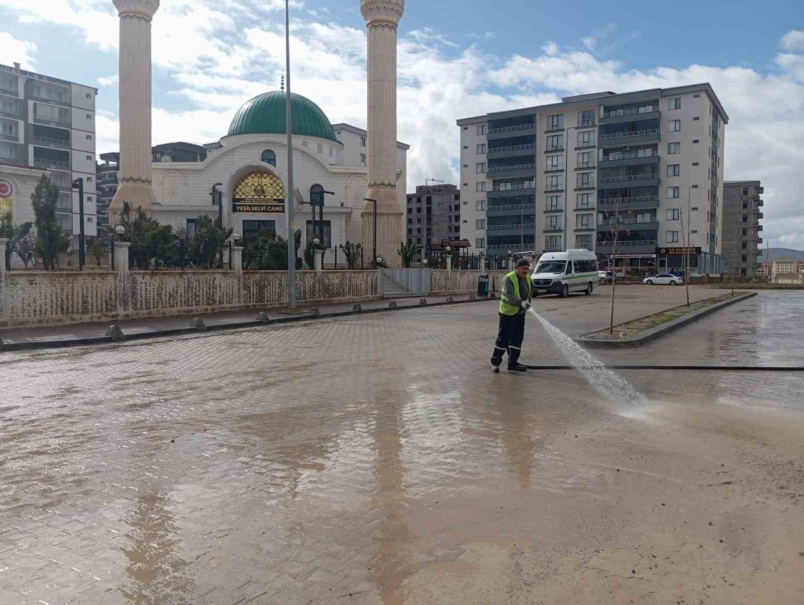 Siirt’te kaldırım ve caddeler yıkanarak dezenfekte edildi
