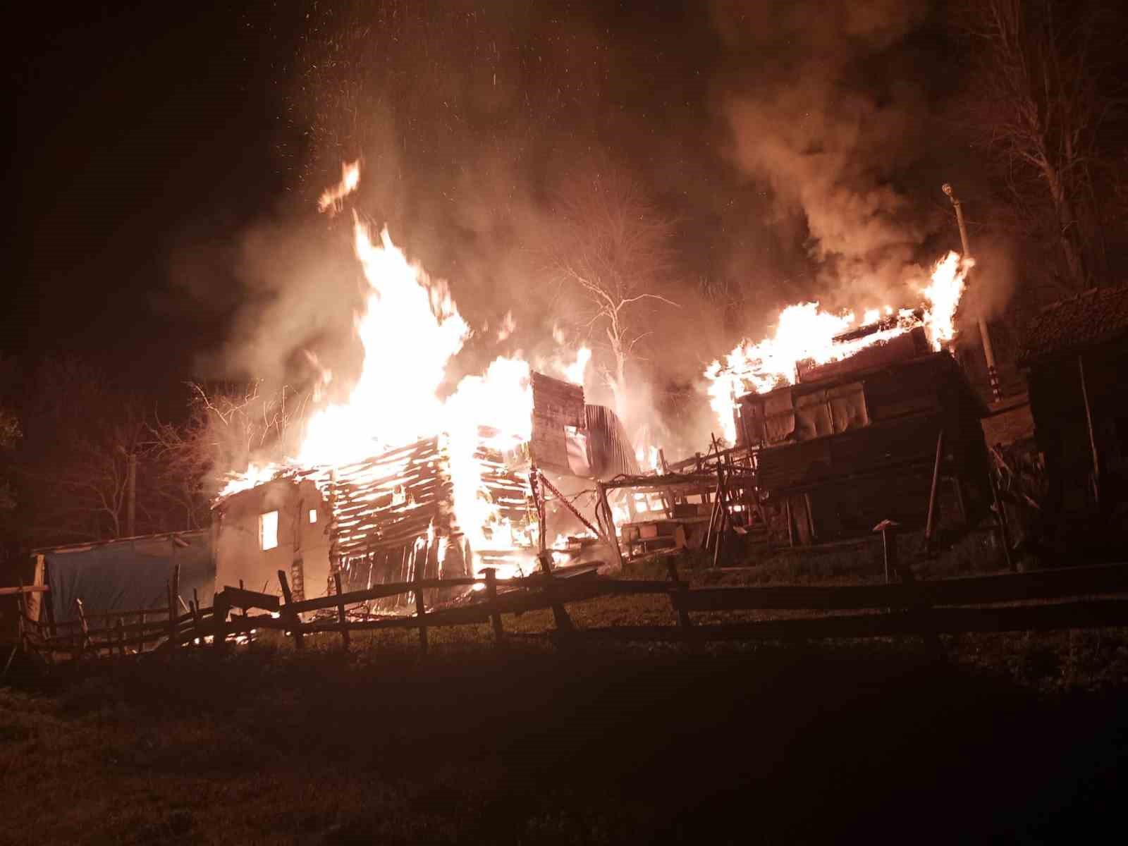 Sinop’ta yangın: 2 katlı ev, ahır, ambar kül oldu
