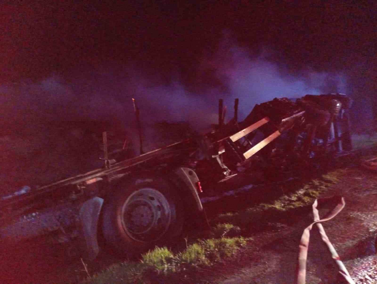 Şırnak’ta mandalina yüklü tır cayır cayır yandı
