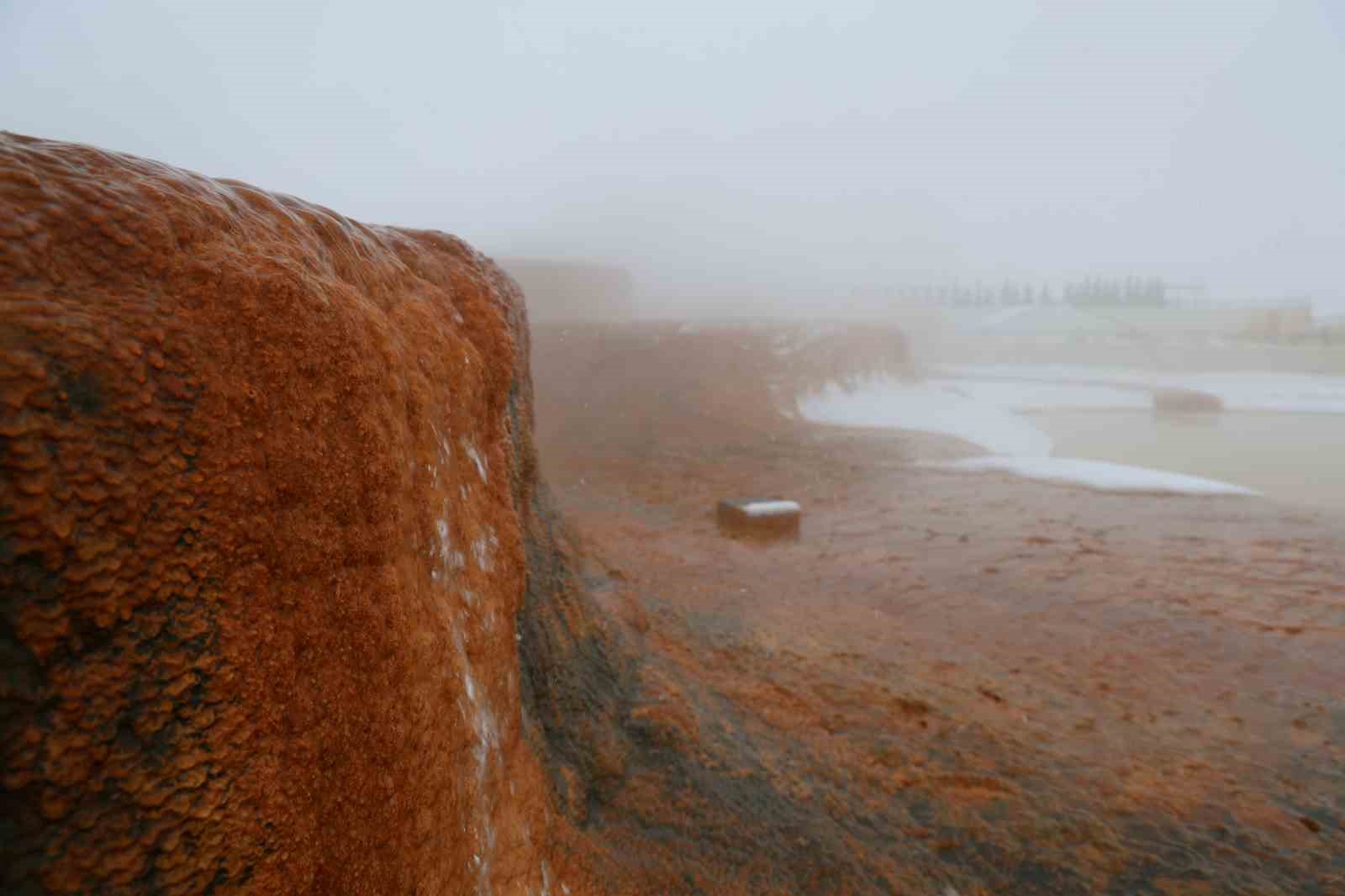 Sivas’ın Altınkale Travertenleri, yağan kar ile eşsiz görüntüler oluşturdu
