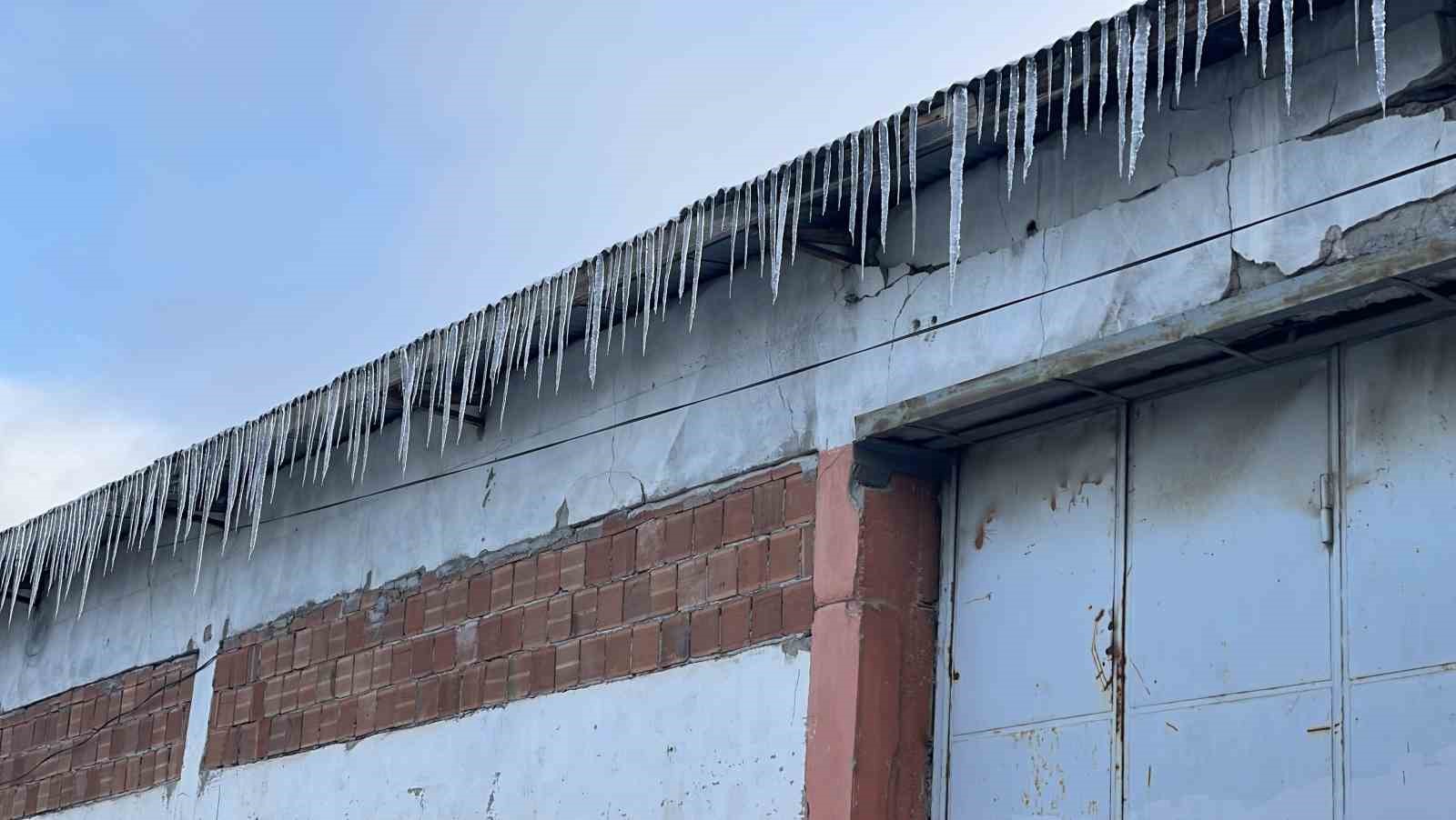 Sivas’ta soğuk hava etkisini gösterdi, ördeklerin olduğu gölet kısmen dondu
