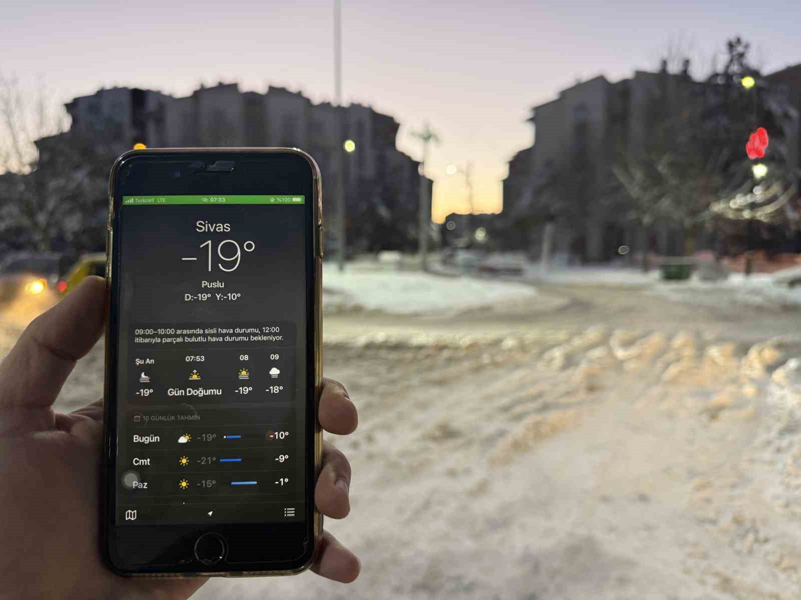 Sivas’ta termometreler eksi 19 dereceyi gösterdi
