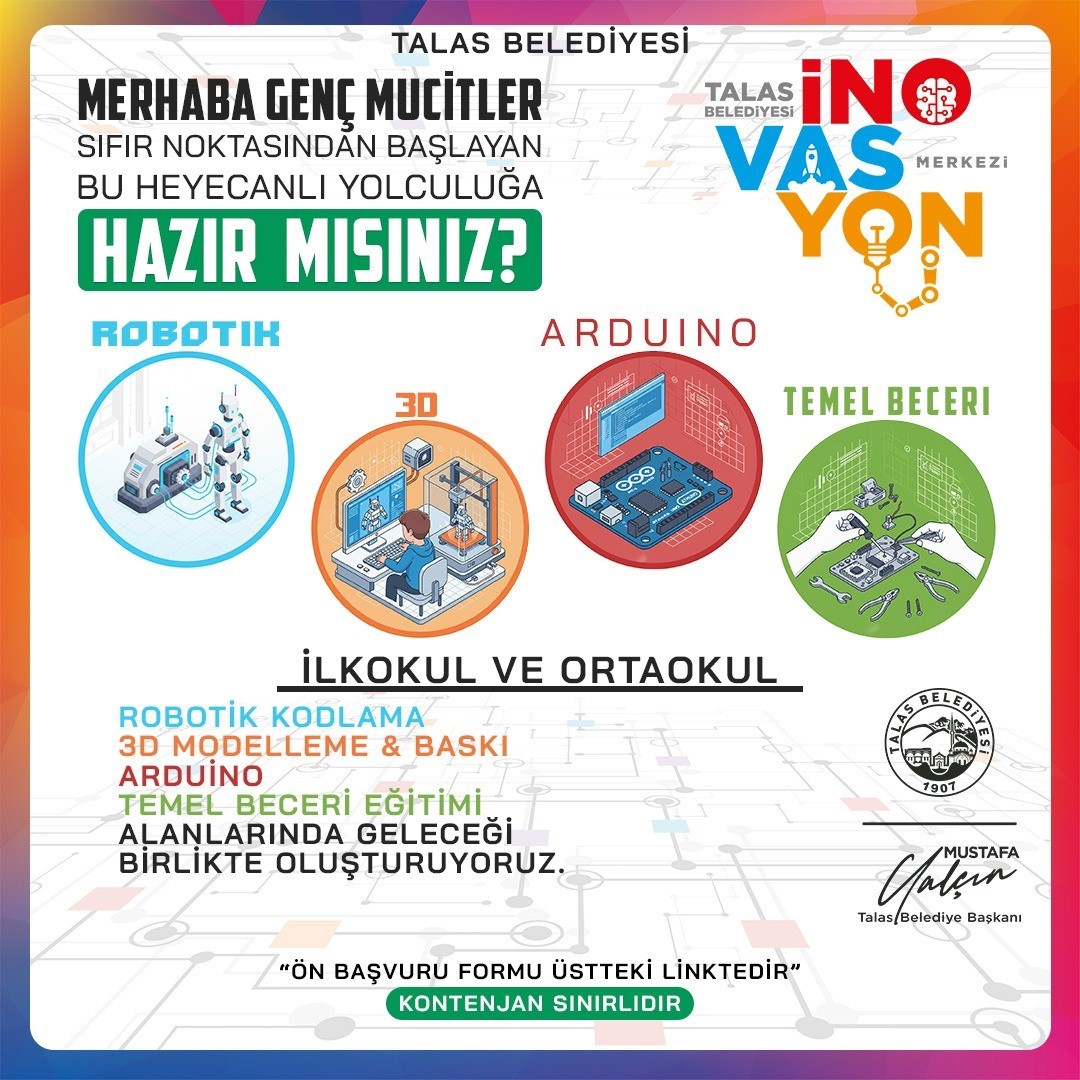 Talas’ta tatili fırsata çeviren teknoloji eğitimleri başlıyor
Talas’ta tatili fırsata çeviren teknoloji eğitimleri başlıyor