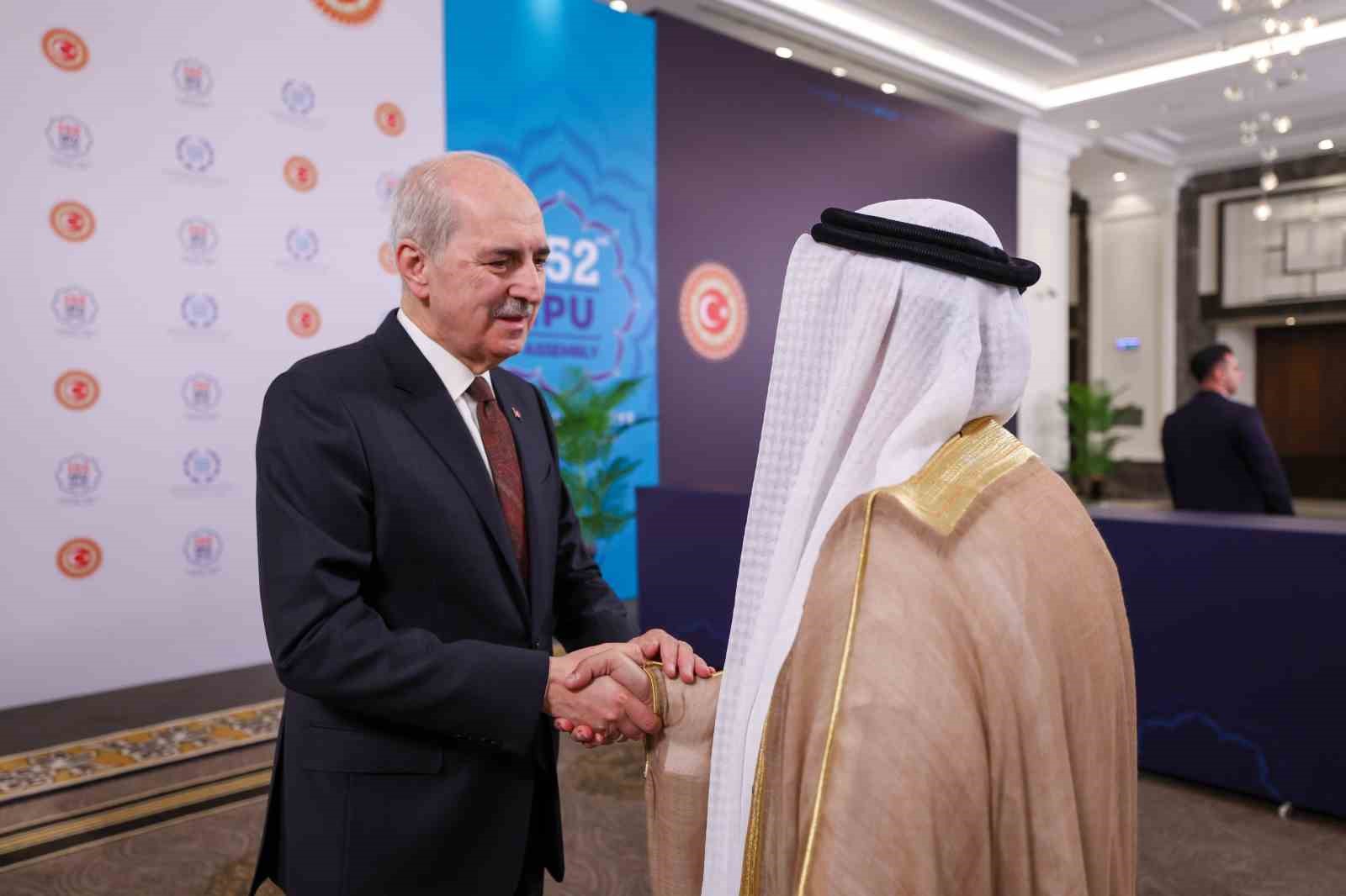 TBMM Başkanı Kurtulmuş, Arap Parlamentosu Başkanı Alyammahi ile görüştü
