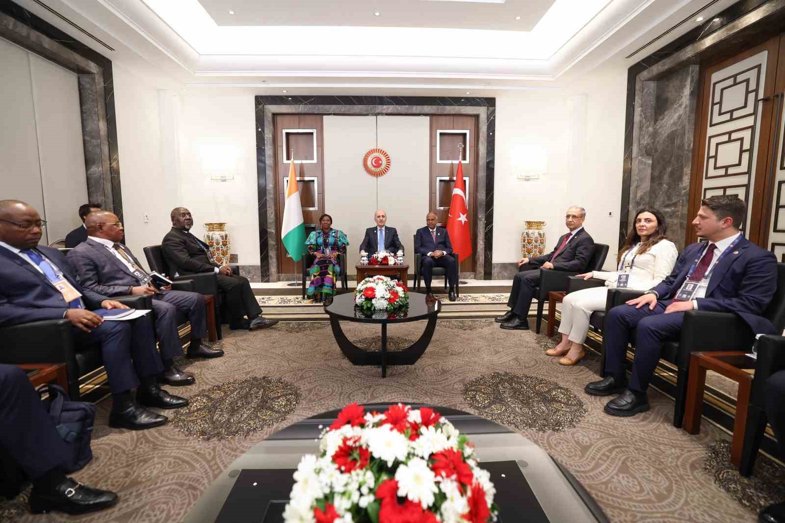 TBMM Başkanı Kurtulmuş, Fildişi Sahili Senatosu Başkanı Camara ve Ulusal Meclisi Başkanı Achi ile görüştü
