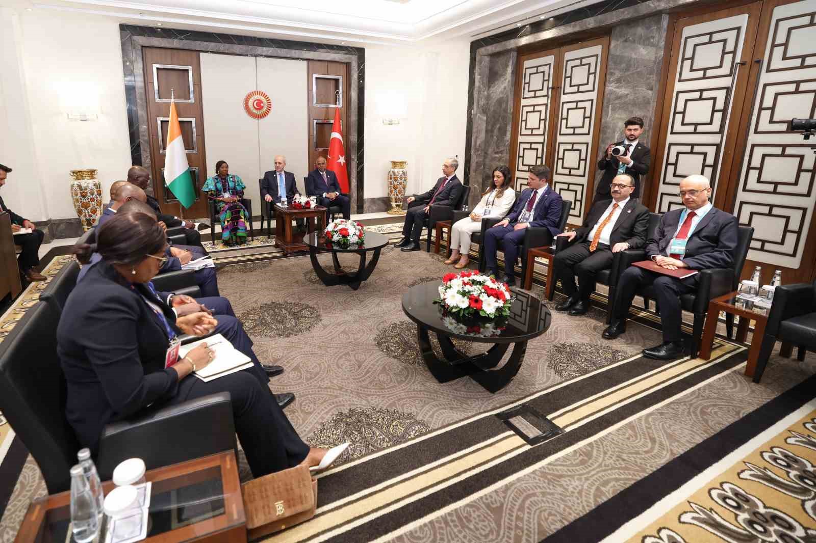 TBMM Başkanı Kurtulmuş, Fildişi Sahili Senatosu Başkanı Camara ve Ulusal Meclisi Başkanı Achi ile görüştü
