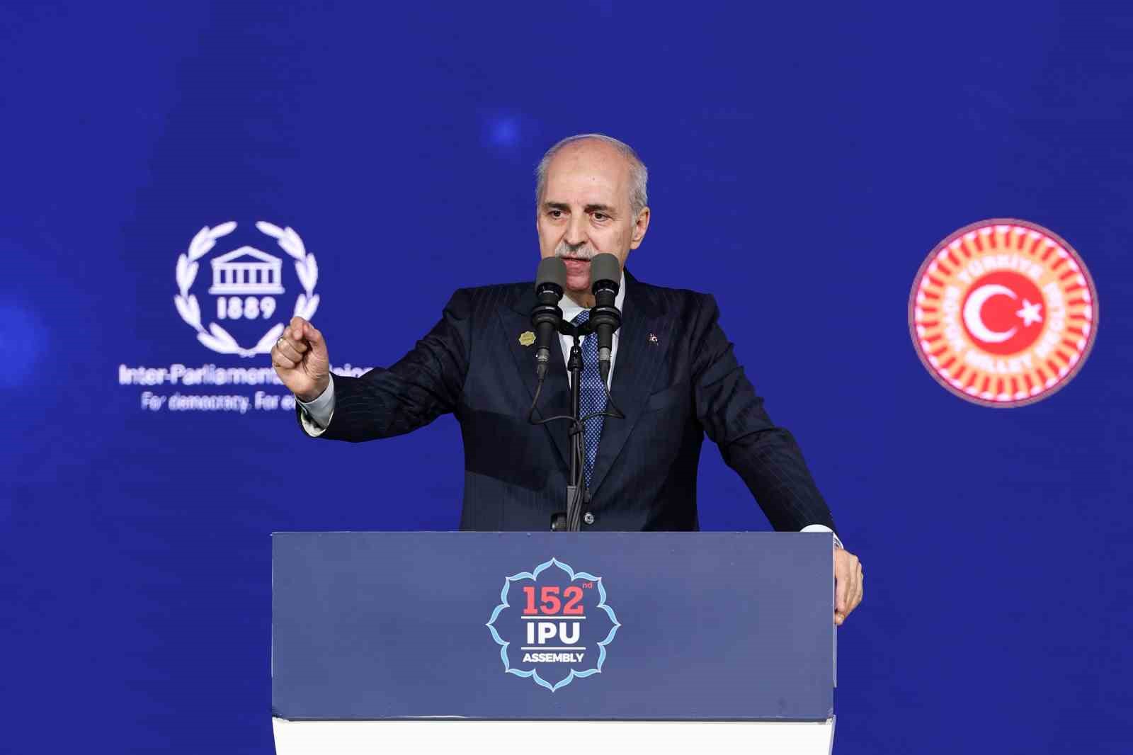 TBMM Başkanı Kurtulmuş: "İsrail’in Birleşmiş Milletler üyeliği mutlaka askıya alınmalı"
TBMM Başkanı Kurtulmuş: "İsrail’in Birleşmiş Milletler üyeliği mutlaka askıya alınmalı"