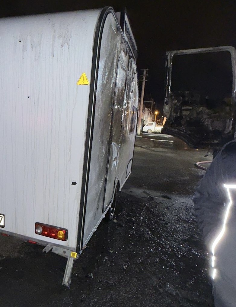 Tekirdağ’da beton pompası alev topuna döndü
