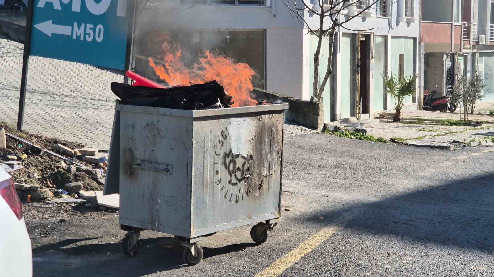 Tekirdağ’da çöp konteynerinde yangın paniği
