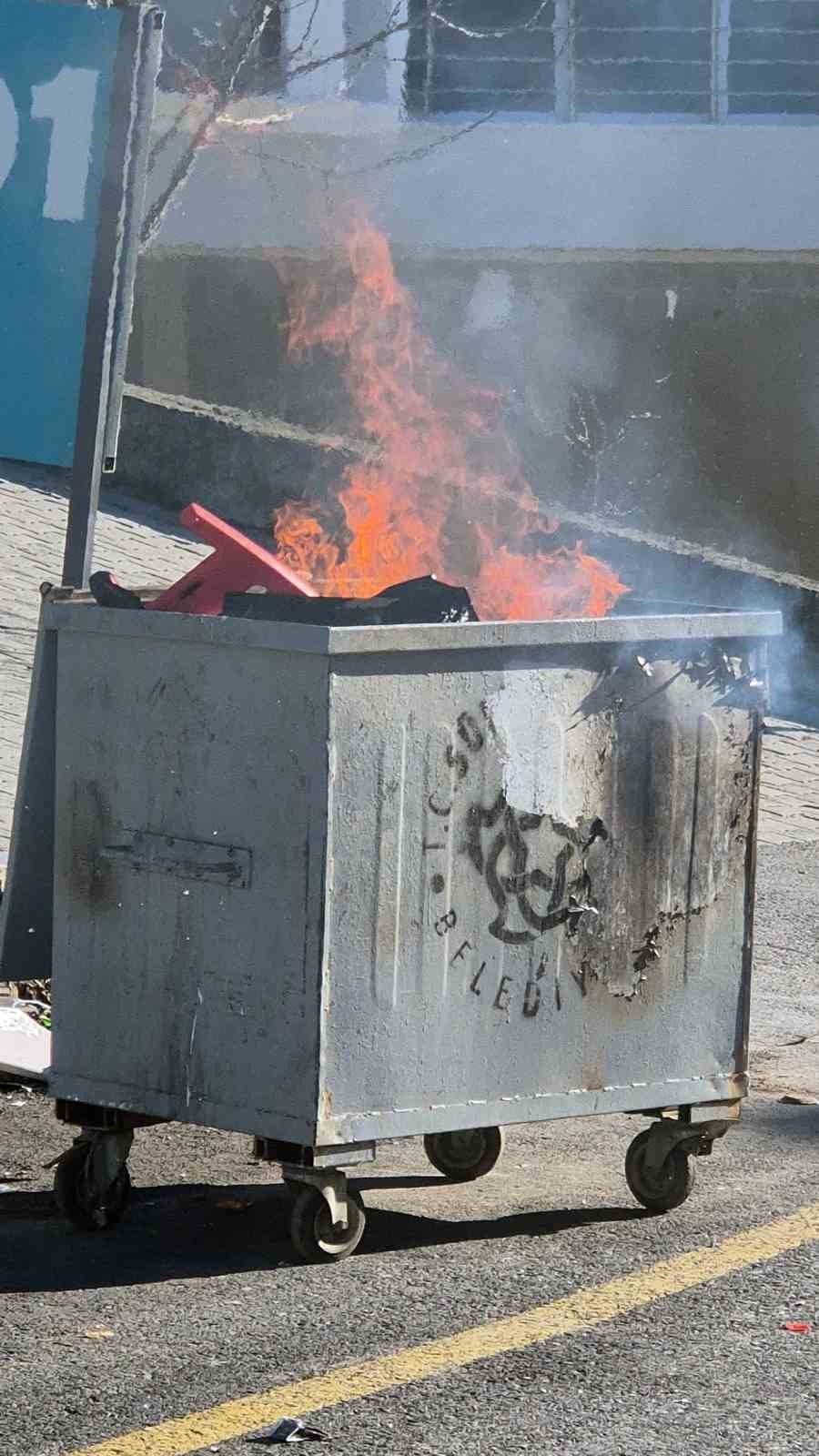 Tekirdağ’da çöp konteynerinde yangın paniği
