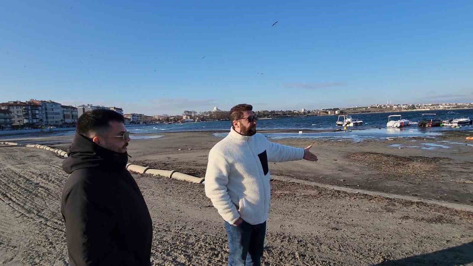 Tekirdağ’da deniz çekildi
