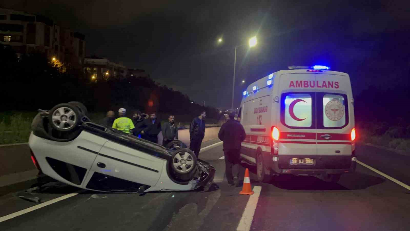 Tekirdağ’da otomobil takla attı, sürücü alkollü çıktı
