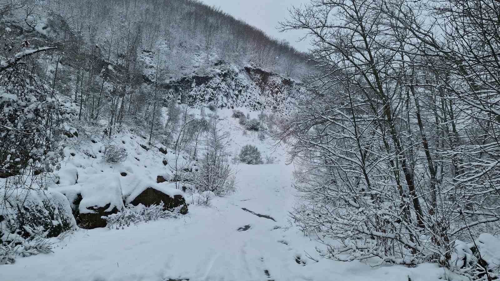 Tekirdağ’ın yüksek kesimleri yağan karla beyaza büründü
