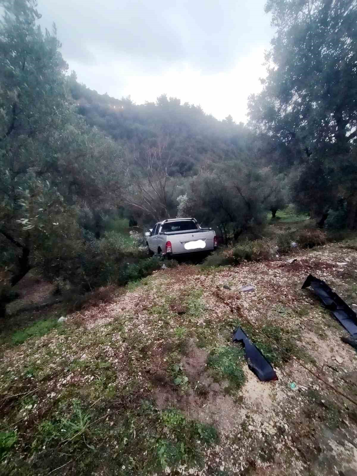 Tirilye-Mudanya kaygan yoldaki kaza ucuz atlatıldı
