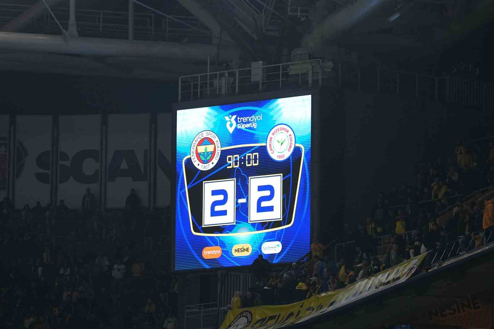 Trendyol Süper Lig: Fenerbahçe: 2 - Çaykur Rizespor: 2 (Maç sonucu)

