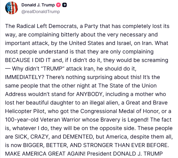 Trump’tan Demokratlara İran tepkisi: "Ne yaparsam yapayım karşısında olacaklar"
Trump’tan Demokratlara İran tepkisi: "Ne yaparsam yapayım karşısında olacaklar"