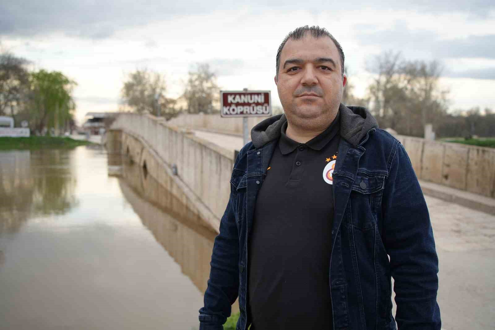 Tunca Nehri taştı, Sarayiçi havadan görüntülendi
