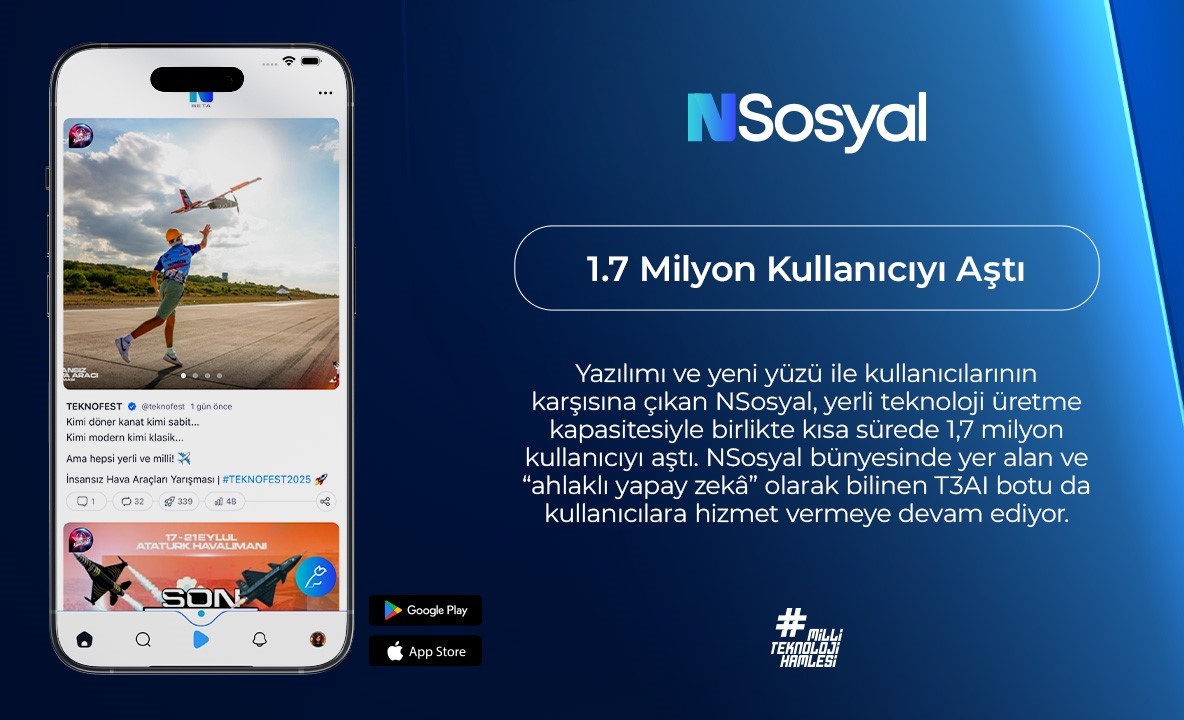 Türkiye’nin yeni nesil sosyal medya platformu NSosyal 1,7 milyon kullanıcıyı aştı
