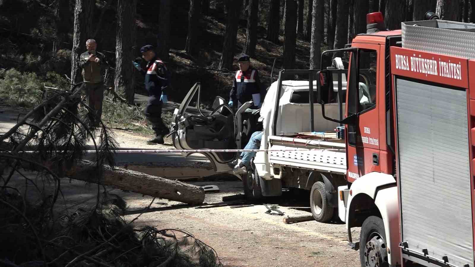 Uludağ’da inanılmaz olay...Kesilen ağaç seyir halindeki kamyonetin üzerine devrildi: 1 ölü
