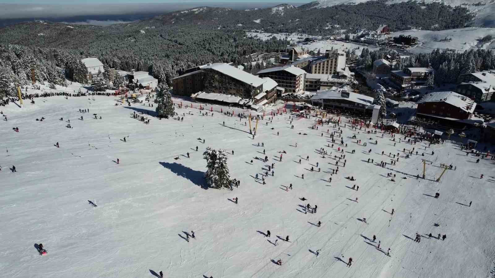 Uludağ’da sömestr yoğunluğu drone görüntülerine yansıdı

