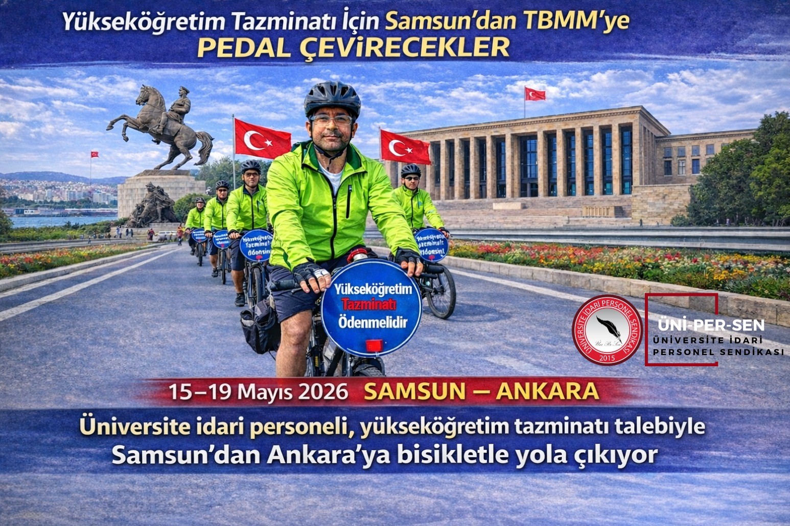 ÜNİPERSEN’den Samsun’dan TBMM’ye bisikletli eylem
