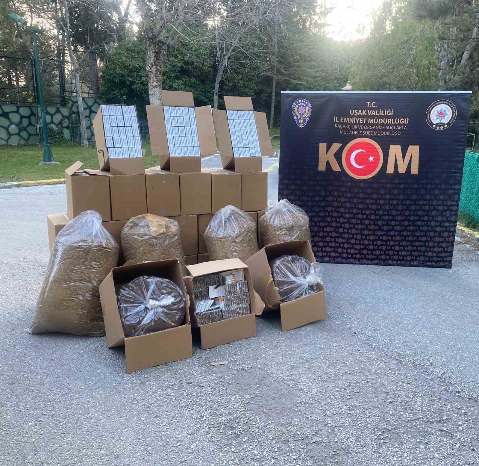 Uşak’ta çok sayıda kaçak makaron ve tütün ele geçirildi
