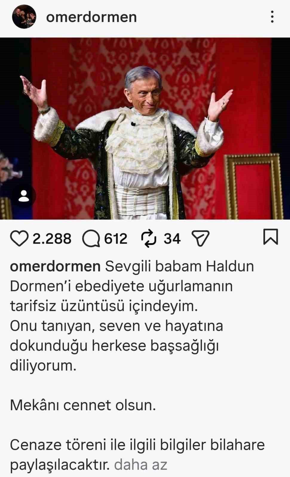 Usta sanatçı Haldun Dormen hayatını kaybetti
