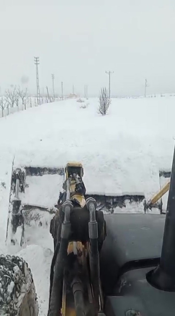 Yaşlı kadının ilaçları, yolu karla kaplanan mezraya kepçeyle ulaştırıldı
