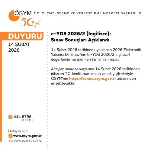 YDS 2026/2 sonuçları açıklandı
