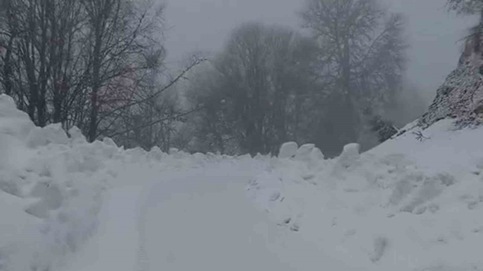 Yedigöller Milli Parkı yolunda kar yağışı etkili oluyor
