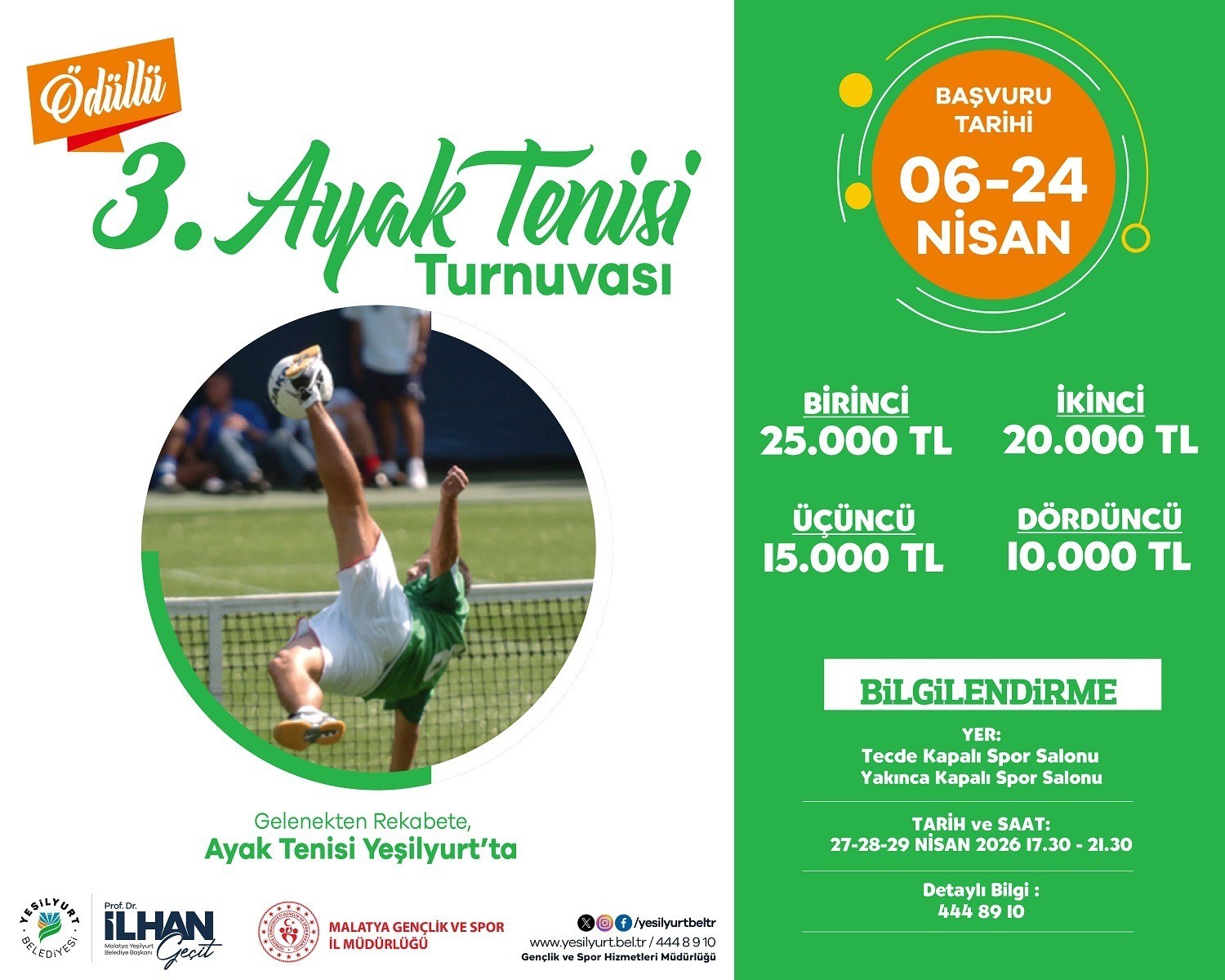 Yeşilyurt Belediyesi, 3. Ayak Tenisi Turnuvası düzenliyor
