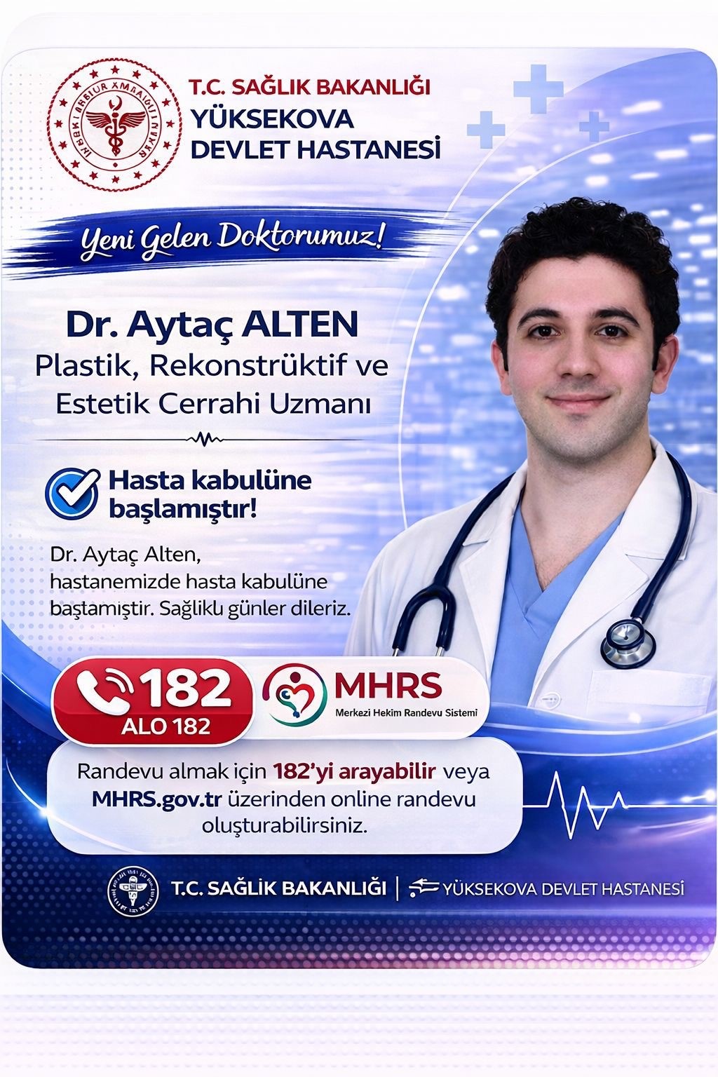 Yüksekova Devlet Hastanesine 10 uzman hekim atandı
