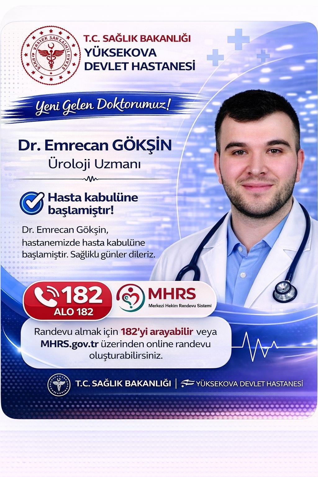 Yüksekova Devlet Hastanesine 10 uzman hekim atandı
