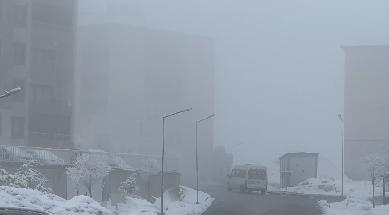 Yüksekova’da yoğun sis seyirlik görüntüler oluşturdu
