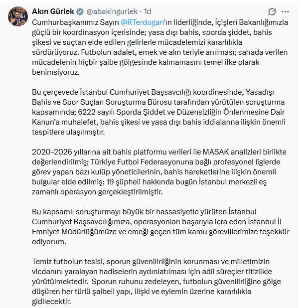 Futbolda yasa dışı bahis soruşturmasında yeni operasyon: 19 şüpheli hakkında işlem