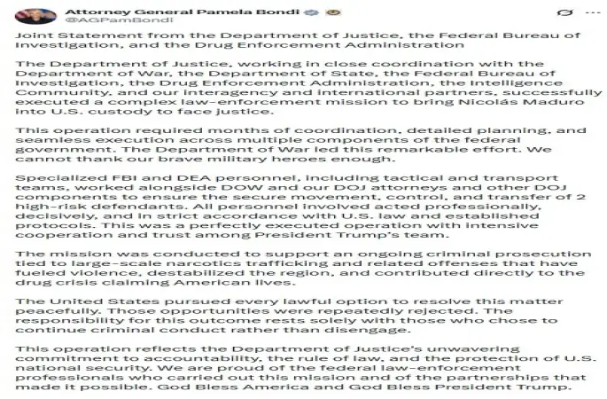 ABD’den Maduro operasyonu açıklaması: "Sonucun sorumluluğu suç faaliyetlerini sürdürmeyi tercih edenlere aittir"

