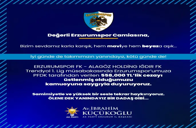AK Parti İl Başkanı Küçükoğlu, "558 bin TL’lik cezayı üstleniyoruz"
