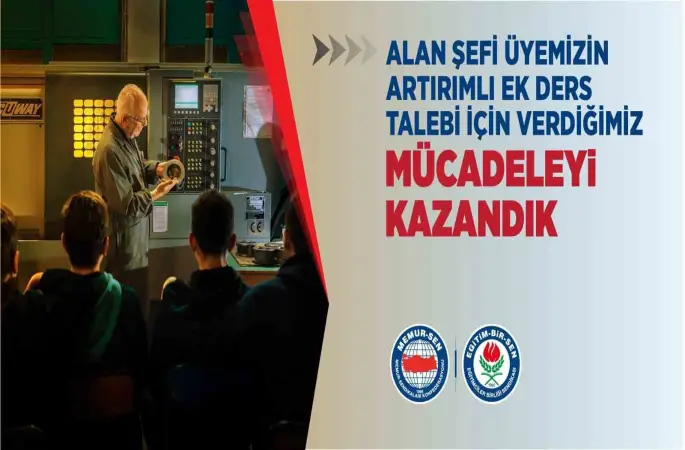 Alan şefi öğretmen artırımlı ek ders mücadelesini kazandı
