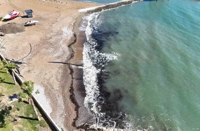 Alanya’da sahildeki siyah tabaka önce  tedirgin etti, gerçek sonradan ortaya çıktı
